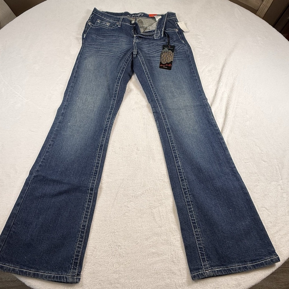 Miss‎ Me Ms Firefly Boot Cut Jeans Women's Size 6 Blue Cross Pocket 31x28 NWT